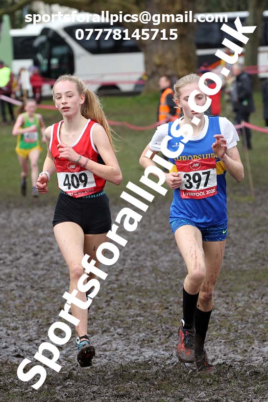 Junior girls, 2020 New Balance English Schools Champs., Sefton Park, Liverpool. Photo: David T. Hewitson/Sports for All Pics